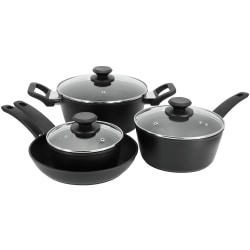 Oster Connelly 7-Piece Aluminum Textured Nonstick Cookware Set, Black