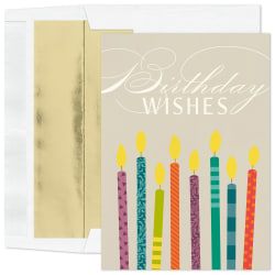 Custom Embellished Birthday Greeting Cards With Blank Foil-Lined Envelopes, 5-5/8" x 7-7/8", Annual Wish, Box Of 25 Cards