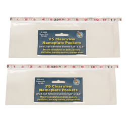 Ashley Productions Clear View Self-Adhesive Name Plate Pockets, 4-1/4" x 12-1/2", 25 Pockets Per Pack, Set Of 2 Packs