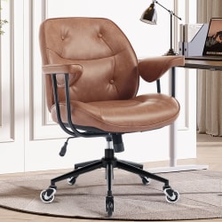 Bestier Retro Faux Leather Home Office Task Chair, Brown, Total Qty 1