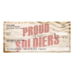 Custom Personal Wallet Checks, 6" x 2-3/4", Duplicates, Proud of Our Soldiers, Box Of 150 Checks