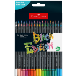 Faber-Castell Black Edition Colored Pencils, Assorted Colors, Total Qty 36
