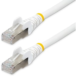 StarTech.com 9ft CAT6a Ethernet Cable, White Low Smoke Zero Halogen (LSZH) 10 GbE 100W PoE S/FTP Snagless R - NLWH9FCAT6APATCH
