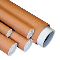Partners Brand Kraft Mailing Tubes With Plastic Endcaps, 4" x 26", Pack Of 15
