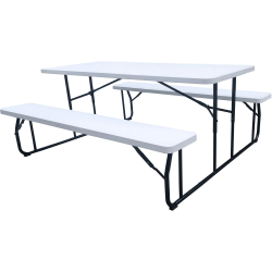 Iceberg Folding Picnic Table, 17.5"H x 72"W x 12"D Bench, 29"H x 72"W x 29"D Table Top