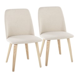 LumiSource Toriano Fabric And Wood Dining Chairs, Cream/Natural, Set Of 2 Chairs