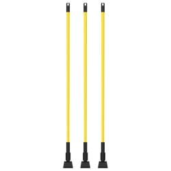 Gritt Commercial Jaw Style Metal Wet Mop Handle, 60", Yellow, Pack Of 3 Handles