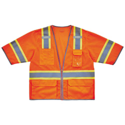 Ergodyne GloWear® Safety Vest, 2-Tone Hi-Vis Surveyor 8346Z, Class 3, 4X/5X, Orange