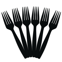 JAM PAPER Big Party Pack of Premium Plastic Forks, Black, 100 Disposable Forks/Box