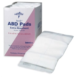 Medline Sterile Abdominal Pads - 5" Width x 9" Length - 400 / Carton