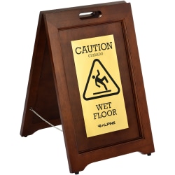 Alpine 2-Sided Bilingual Wet Floor Sign, 24", Brass