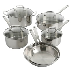 Martha Stewart Stainless Steel Cookware Set, Silver, Set Of 10