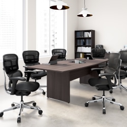 WorkPro® Motiva Office Conference Table With Wood Base, 28-11/16"H x 95-1/4"W x 42-1/16"D, Storm Gray, Standard Delivery