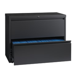 WorkPro® 36"W Lateral 2-Drawer File Cabinet, Metal, Charcoal