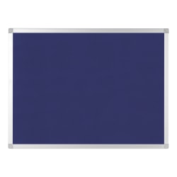 Bi silque Ayda Bulletin Board, 36" x 24", Aluminum Frame With Blue/Silver Finish