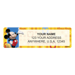 Custom Address Labels, 2-1/2" x 3/4", Mickey Fun-Tastic, Pack Of 144 Labels