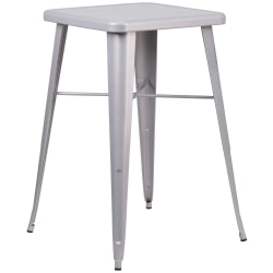 Flash Furniture Commercial Grade 23.75" Square Metal Indoor-Outdoor Bar Height Table, Silver