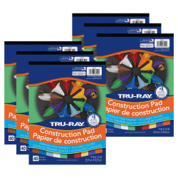 Tru-Ray Construction Paper Pad, Heavyweight, 9" x 12", 10 Classic Colors, 40 Sheets Per Pad, Pack Of 6 Pads
