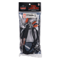 Ergodyne Squids 3714 Tool Tail Lanyards, 15", Black, Pack Of 3 Lanyards