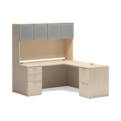 HON Mod L-Station With Storage Hutch, Desert Oak