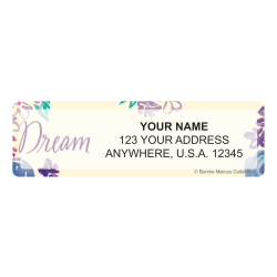 Custom Address Labels, 2-1/2" x 3/4", Happiness, Pack Of 144 Labels, © Bonnie Marcus Collection