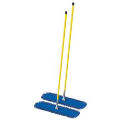 Gritt Commercial All-In-One Microfiber Dust Mop Set With 60" Handle, 60" x 24", Blue/Yellow, Pack Of 2 Dust Mops