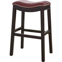 New Ridge Home Goods Julian Faux Leather Bar Stool, Red/Espresso