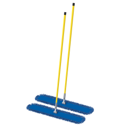 Gritt Commercial All-In-One Microfiber Dust Mop Set With 60" Handle, 60" x 36", Blue/Yellow, Pack Of 2 Dust Mops