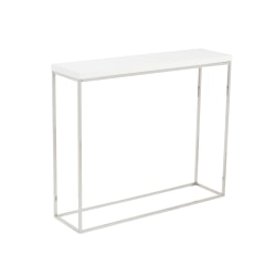 Eurostyle Teresa Console Table, 29-7/8"H x 35-2/5"W x 9-7/8"D, Polished Silver/High Gloss White