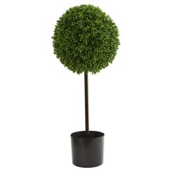 Nearly Natural Boxwood Ball Topiary 30"H Artificial UV Resistant Indoor/Outdoor Tree With Pot, 30"H x 12"W x 12"D, Green