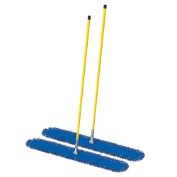 Gritt Commercial All-In-One Microfiber Dust Mop Set With 60" Handle, 60" x 48", Blue/Yellow, Pack Of 2 Dust Mops