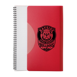 Custom Printed 1-Color Standard Letter Size Poly Tuck-In Cover Spiral Notebooks, 8-1/2" x 11", Wide Ruled, 60 Sheets, Assorted Colors, Box Of 60