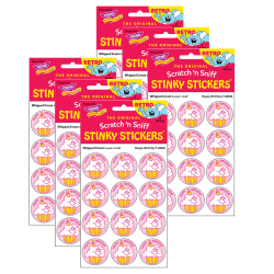Trend Retro Scratch 'n Sniff Stinky Stickers, Happy Birthday/Whipped Cream, 24 Stickers Per Pack, Set Of 6 Packs