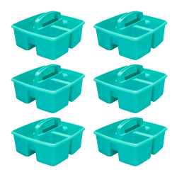 Storex Small Caddies, 5-1/4"H x 9-1/4"W x 9-1/4"D, Teal, Pack Of 6 Caddies