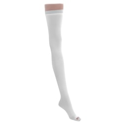 Medline EMS Nylon/Spandex Thigh-Length Anti-Embolism Stockings, Medium Regular, White, Pack Of 6 Pairs