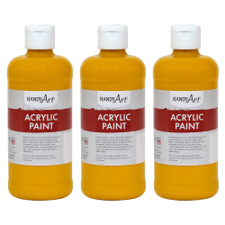 Handy Art Acrylic Paints, 16 Oz, Deep Yellow, Pack Of 3 Paints