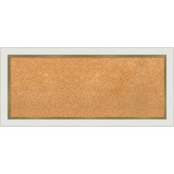 Amanti Art Cork Bulletin Board, 33" x 15", Natural, Eva White Gold Polystyrene Frame