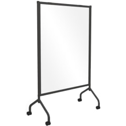 MooreCo Essentials Plastic Mobile Partition And Sneeze Guard, 54" x 38-1/2", Clear/Silver