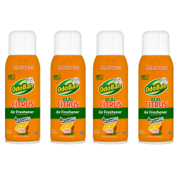 OdoBan Real Citrus Air Freshener, Orange Scent, 10 Oz, Set Of 4 Spray Cans