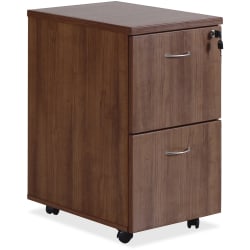 Lorell® Essentials 22"D Vertical 2-Drawer Mobile Pedestal File Cabinet, Walnut