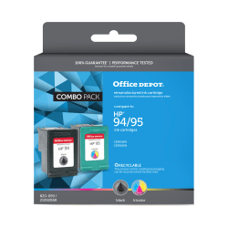 Office Depot® Brand Remanufactured Black And Tri-Color Ink Cartridge Replacement For HP 94, 95 Pack Of 2, OD9495