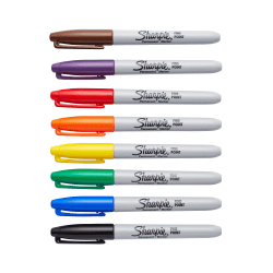 Sharpie® Permanent Fine-Point Markers, Assorted Colors, Pack Of 8 Markers