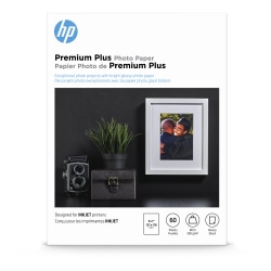 HP Premium Plus Photo Paper for Inkjet Printers, Glossy, 5" x 7", 80 Lb., Pack Of 60 Sheets (CR669A)
