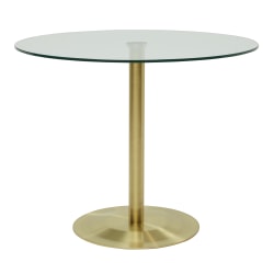 Eurostyle Ava Bistro Table, 28-2/5"H x 36"W x 36"D, Clear/Brushed Gold