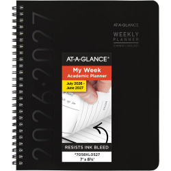 AT-A-GLANCE® Contemporary Lite Academic 2026-2027 Weekly Monthly Planner, Black, Medium, 7" x 8 3/4"