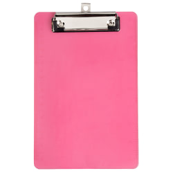 JAM Paper® Plastic Mini Clipboard, 6" x 9", Pink
