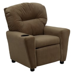 Flash Furniture Contemporary Kids Microfiber Recliner Accent Chair With Cup Holder, Brown