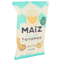 Siete Tortilla Chips, Maiz Sea Salt Totopos, 7.5 Oz, Total Qty 6
