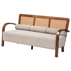 Baxton Studio Sage Modern Japandi Sofa, 32-3/4"H x 68-1/8"W x 28-15/16"D, Light Gray/Walnut Brown