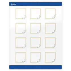 Avery® Print-To-The-Edge Labels With Sure Feed® Technology, S00-DMS-PRWGP10, Square, 2" x 2", Glossy White, Preprinted Double Gold Border with Florals Design, Pack Of 120